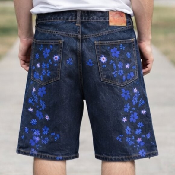 Evisu Other - EVISU Cotton Denim Embroidered Blue Jean Shorts 38 like new tagged 38 waist